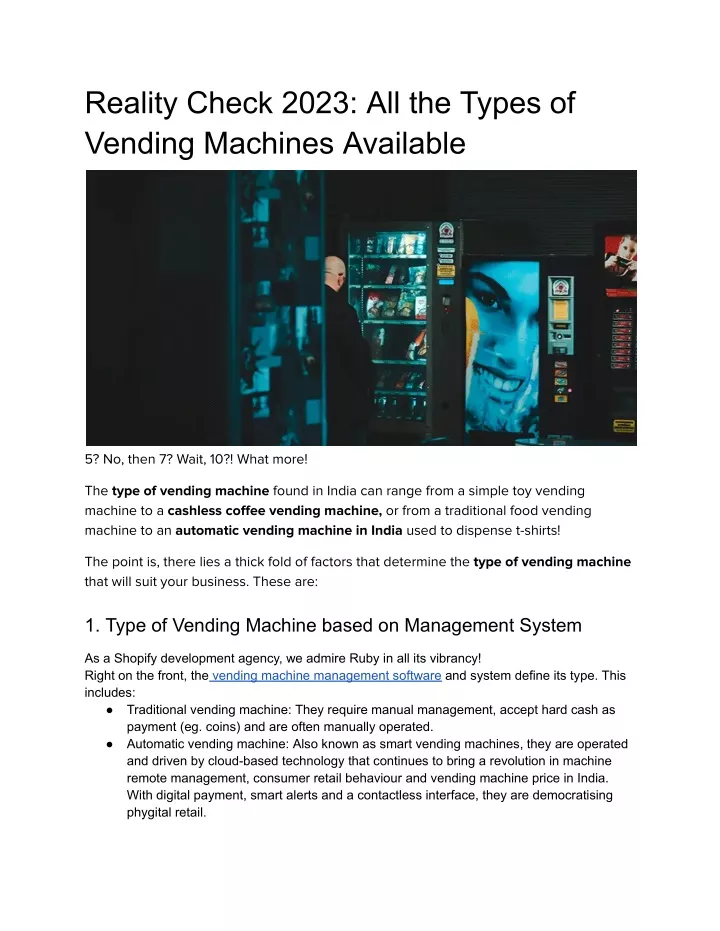 reality check 2023 all the types of vending