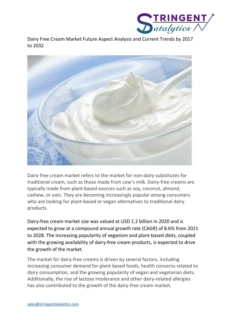 dairy free cream market future aspect analysis