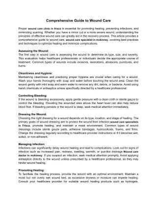 Comprehensive Guide to Wound Care