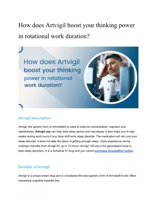 How does Artvigil boost your thinking power in rotational work duration
