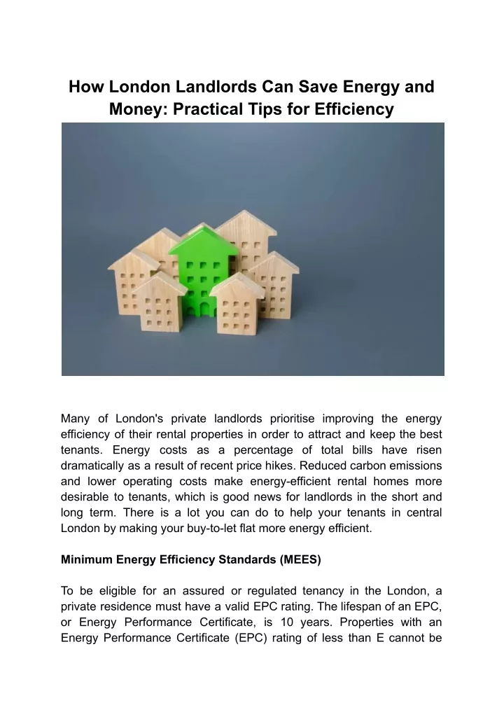 how london landlords can save energy and money