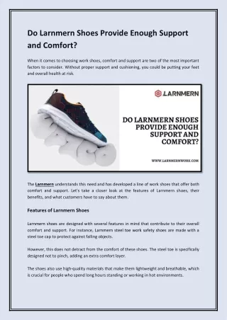 Do Larnmern Shoes Provide Enough Support and Comfort?