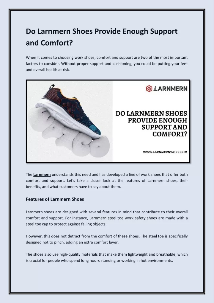 do larnmern shoes provide enough support