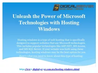 Unleash the Power of Microsoft Technologies with Hosting Windows
