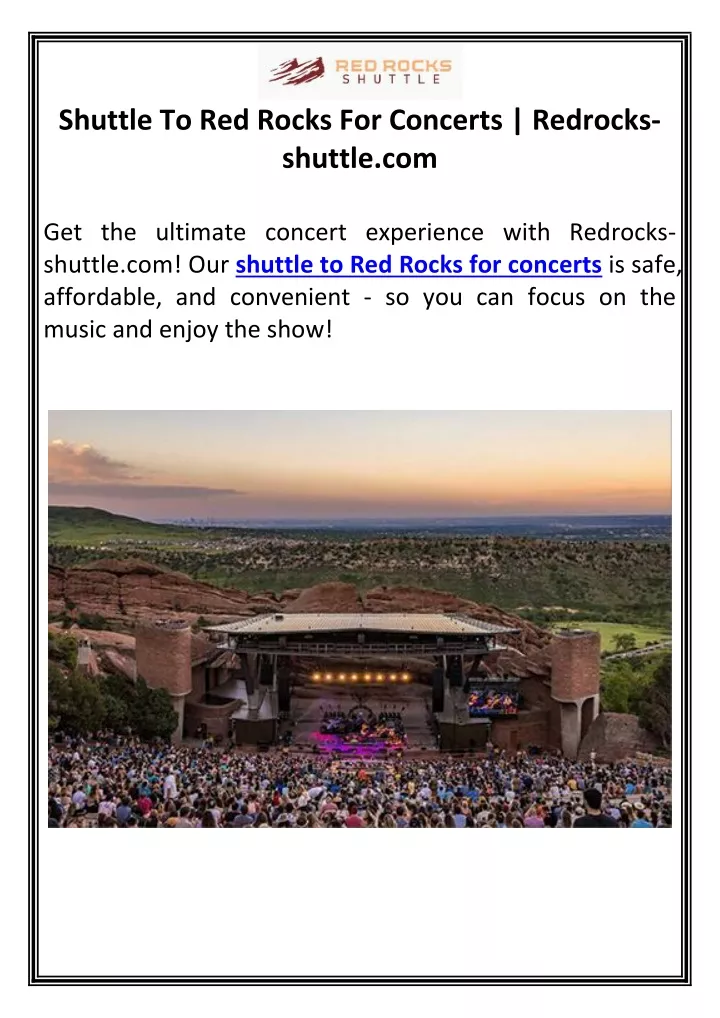 shuttle to red rocks for concerts redrocks