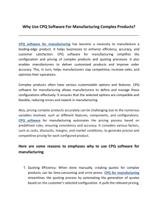 Why Use CPQ Software For Manufacturing Complex Products_