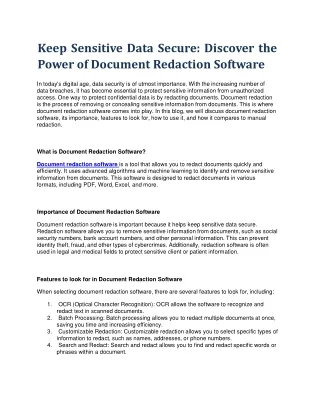 Keep Sensitive Data Secure: Discover the Power of Document Redaction Software