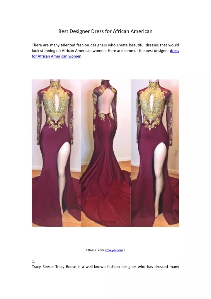 best designer dress for african american