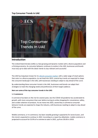 Top Consumer Trends In UAE
