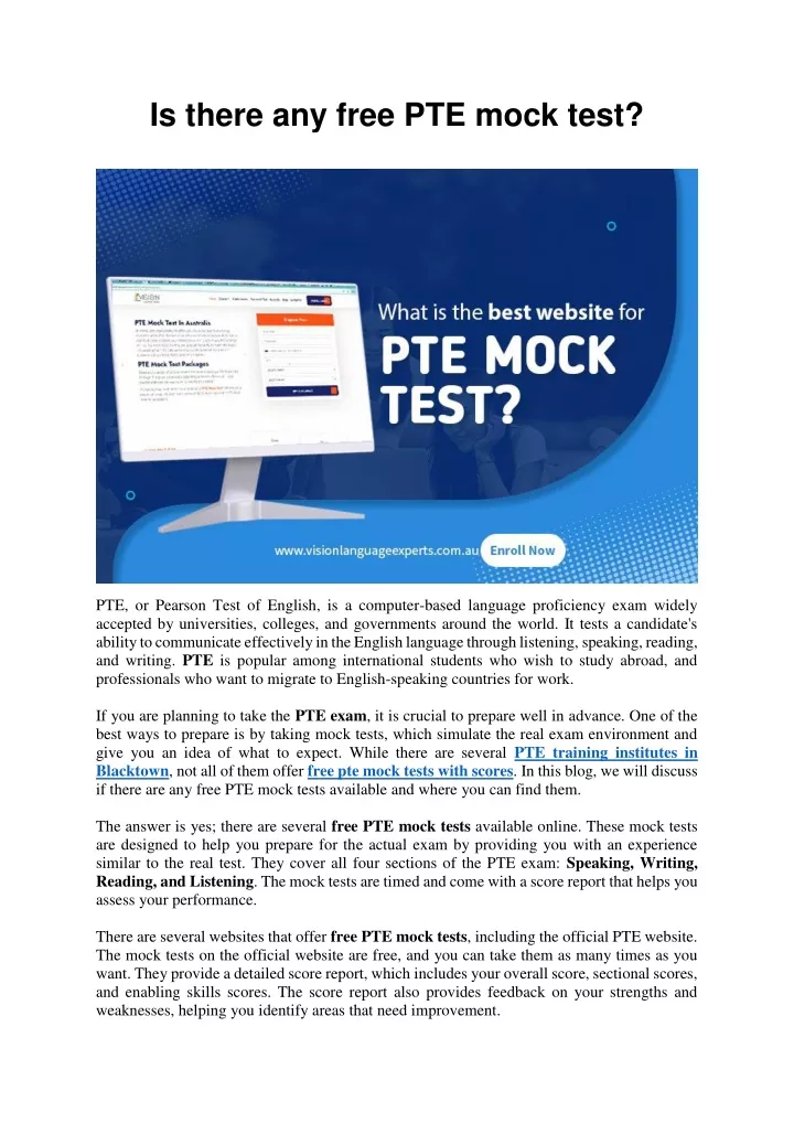 is there any free pte mock test