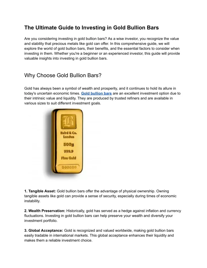 the ultimate guide to investing in gold bullion