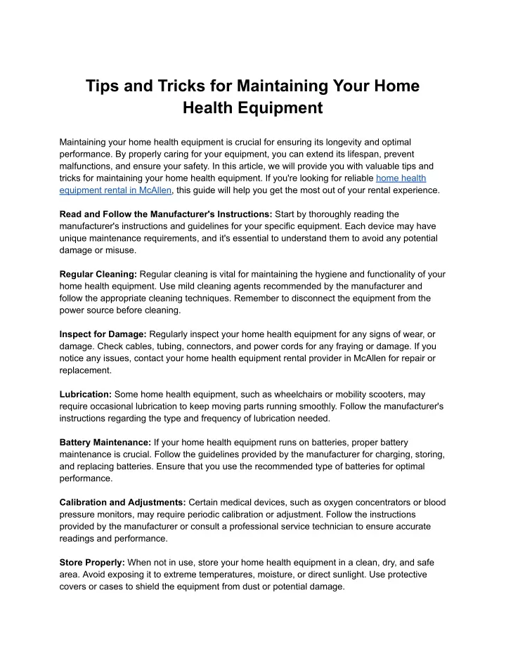tips and tricks for maintaining your home health