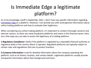 is immediate edge a legitimate platform