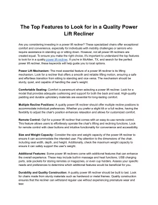 the top features to look for in a quality power