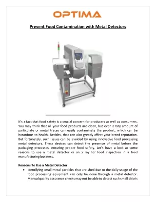prevent food contamination with metal detectors