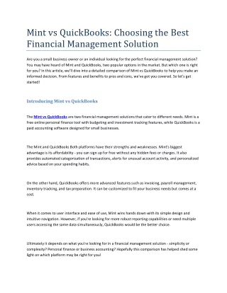 mint vs quickbooks choosing the best financial