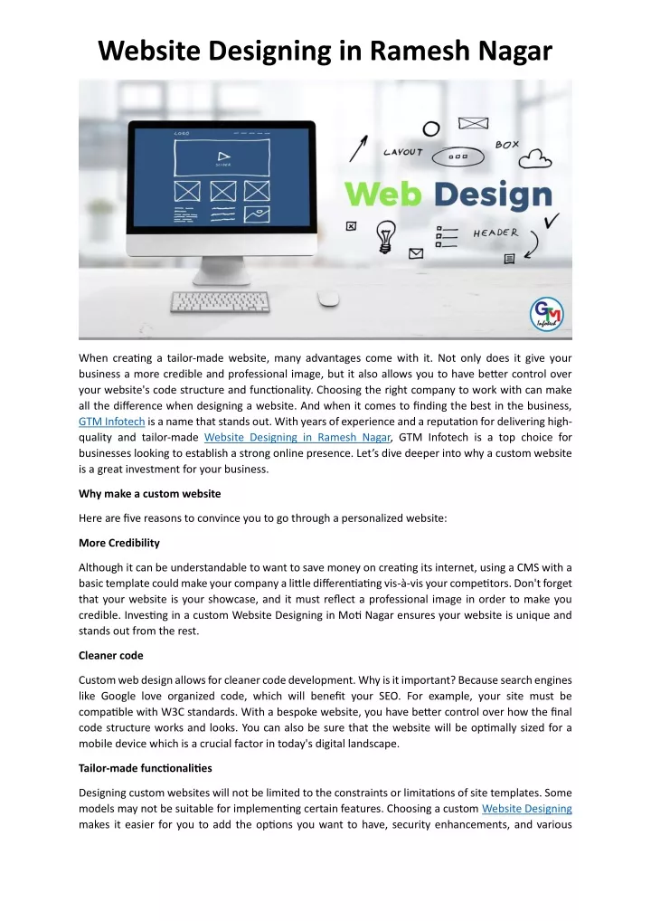 website designing in ramesh nagar