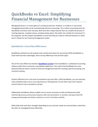 quickbooks vs excel simplifying financial