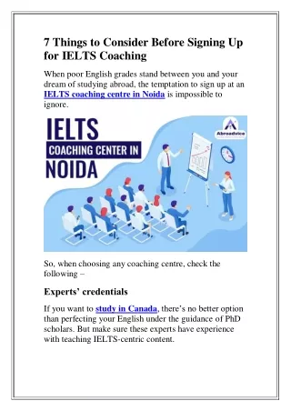 7 Things to Consider Before Signing Up for IELTS Coaching