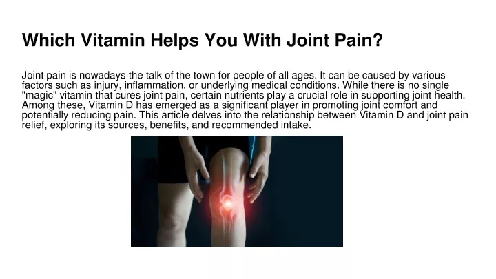 which vitamin helps you with joint pain