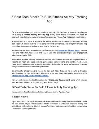 5 Best Tech Stacks To Build Fitness Activity Tracking App