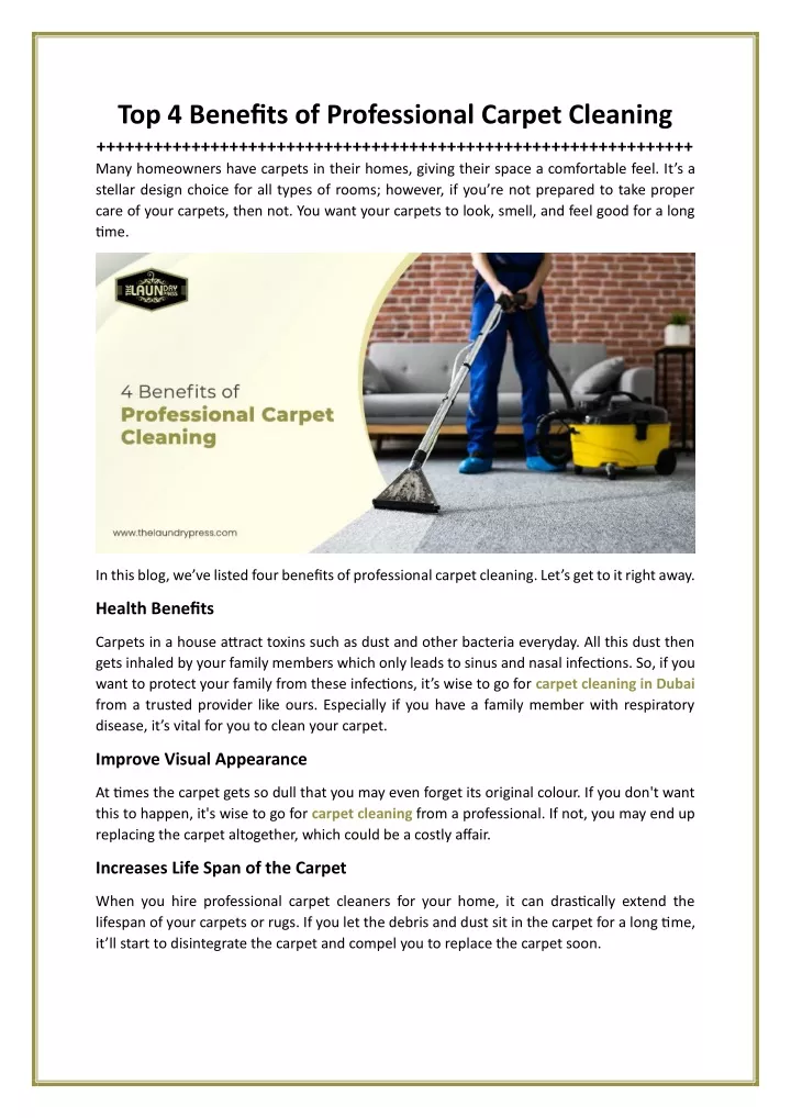 top 4 benefits of professional carpet cleaning