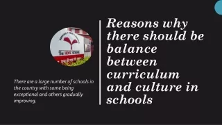 Reasons why there should be balance between curriculum