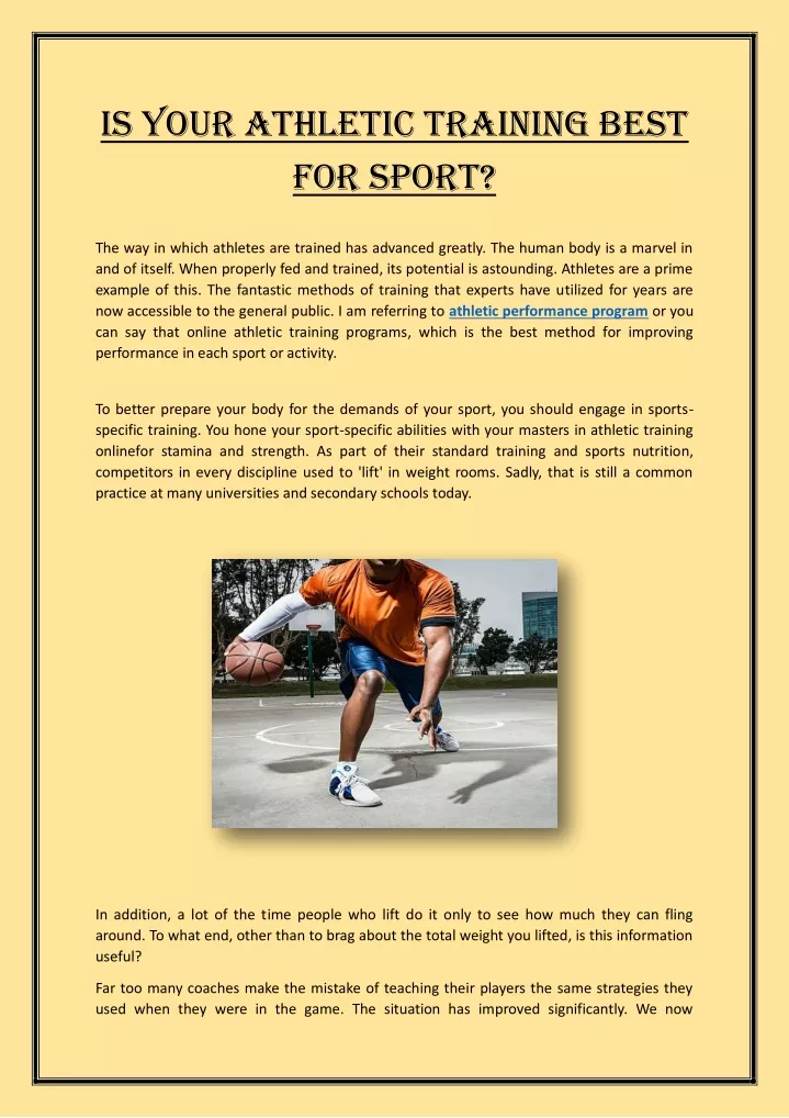 is your athletic training best for sport