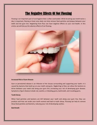 The Negative Effects Of Not Flossing