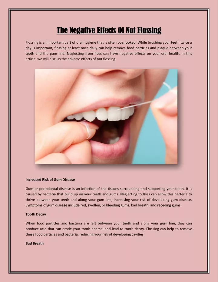 the negative effects of not flossing the negative