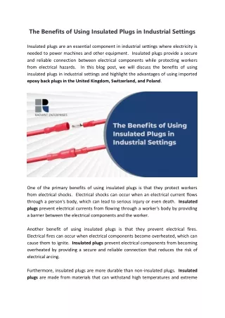 the benefits of using insulated plugs