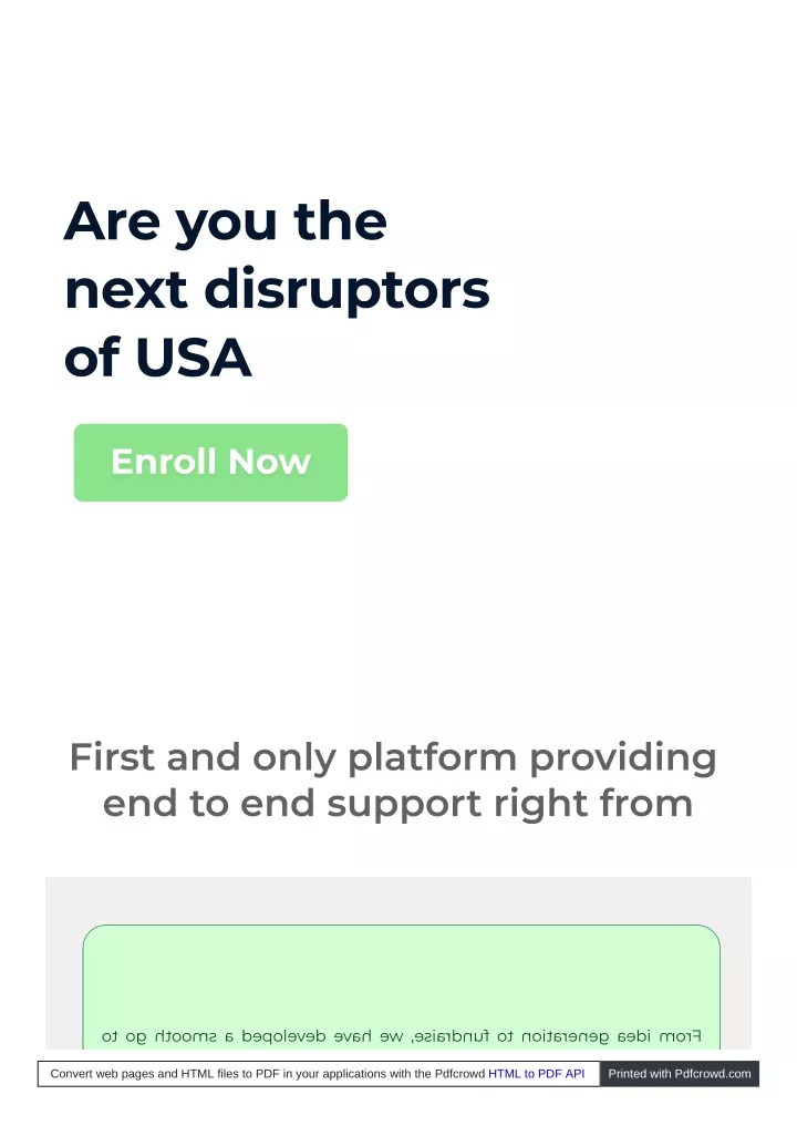 are you the next disruptors of usa