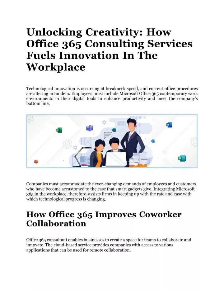unlocking creativity how office 365 consulting services fuels innovation in the workplace