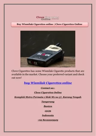 Buy Wismilak Cigarettes online | Clove Cigarettes Online