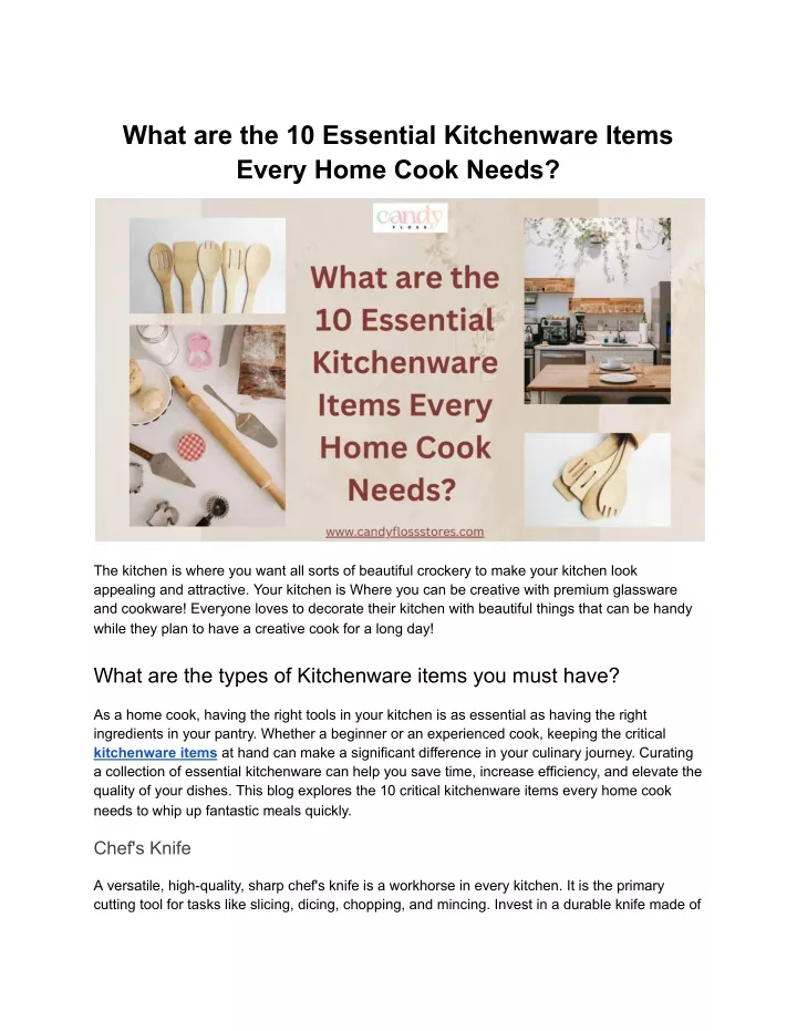 what are the 10 essential kitchenware items every
