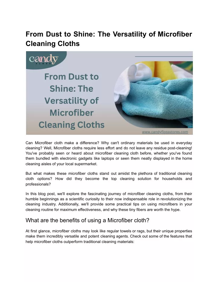 from dust to shine the versatility of microfiber