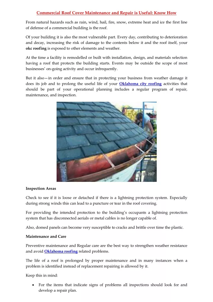 commercial roof cover maintenance and repair