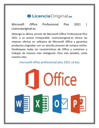 Microsoft Office Professional Plus 2021 Licenciaoriginal.es