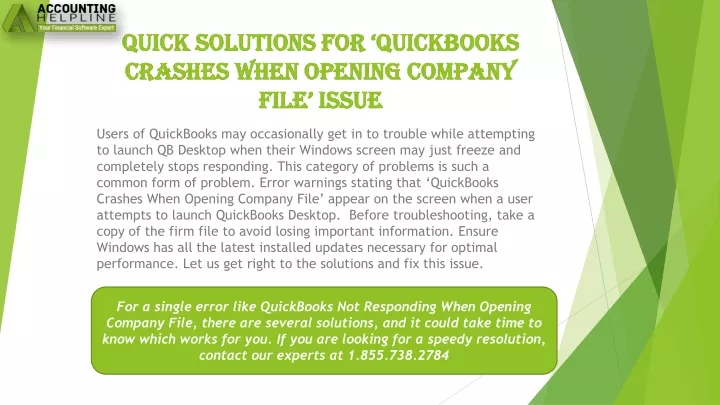 quick solutions for quickbooks crashes when opening company file issue