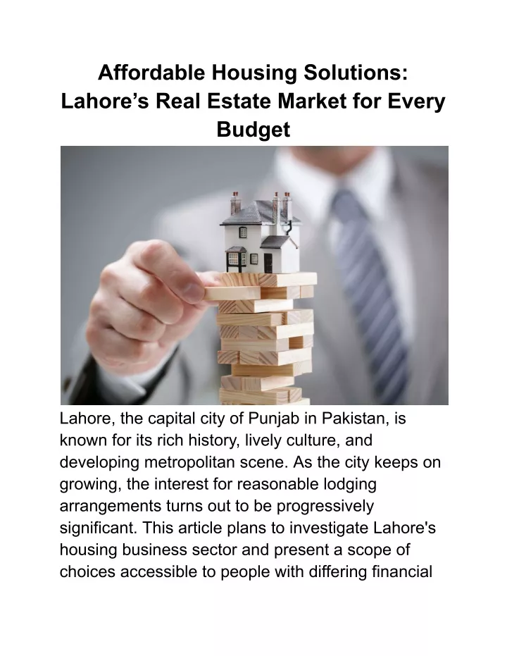 affordable housing solutions lahore s real estate