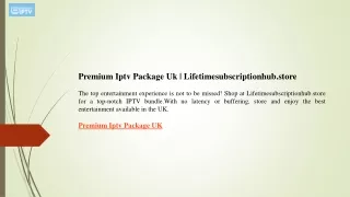 Premium Iptv Package Uk  Lifetimesubscriptionhub.store