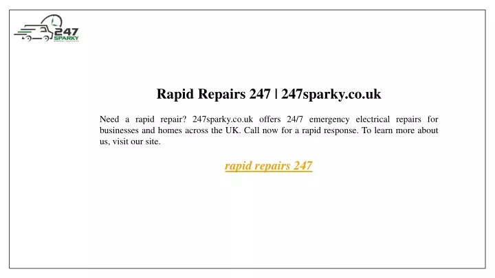 rapid repairs 247 247sparky co uk need a rapid