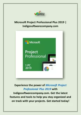 Microsoft Project Professional Plus 2019 | Indigosoftwarecompany.com