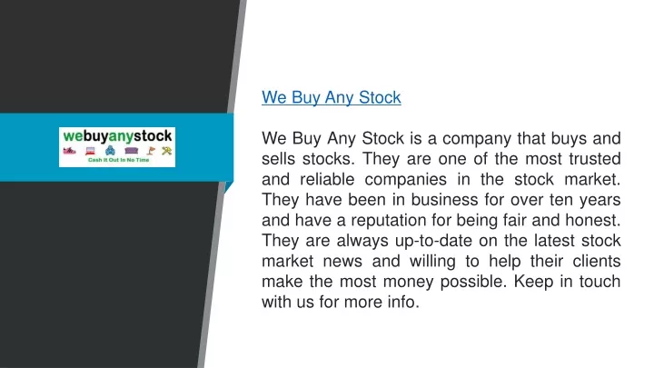 we buy any stock we buy any stock is a company
