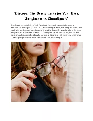 Discover The Best Shields for Your Eyes - Sunglasses in Chandigarh