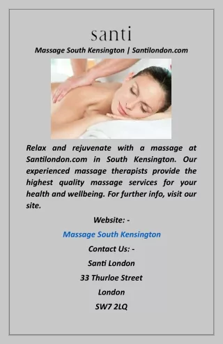 Massage South Kensington  Santilondon