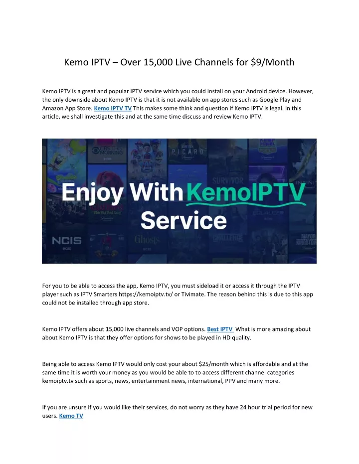 kemo iptv over 15 000 live channels for 9 month