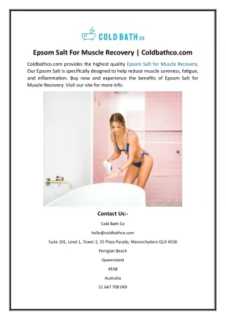 Epsom Salt For Muscle Recovery  Coldbathco