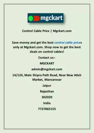 control cable price mgckart com