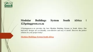 Modular Buildings System South Africa  123goinggreen.co.za